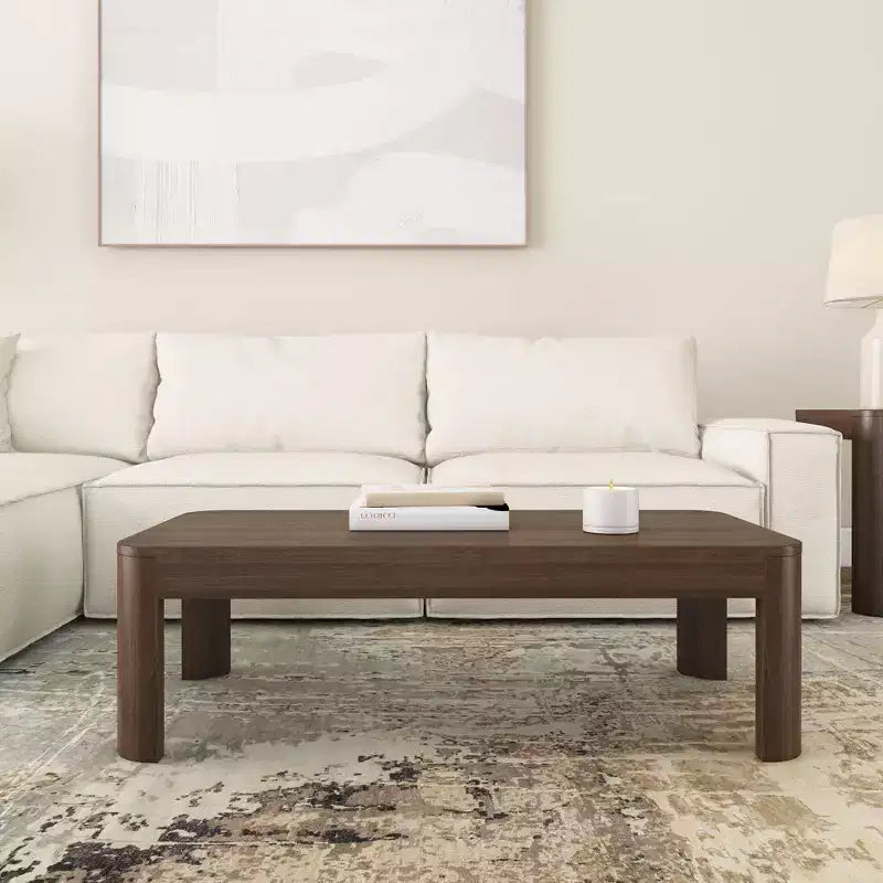 Table basse rectangulaire moderne en bois massif 48 po pour salon