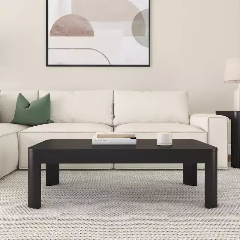Table basse rectangulaire moderne en bois massif 48 po pour salon