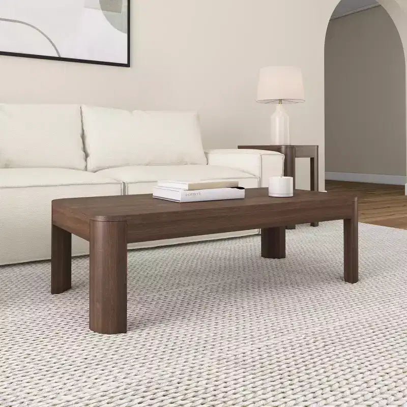 Table basse rectangulaire moderne en bois massif 48 po pour salon