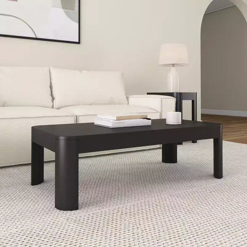Table basse rectangulaire moderne en bois massif 48 po pour salon