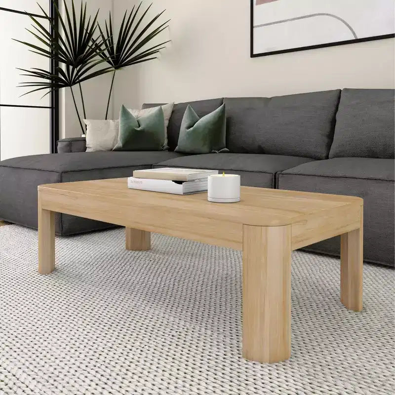 Table basse rectangulaire moderne en bois massif 48 po pour salon