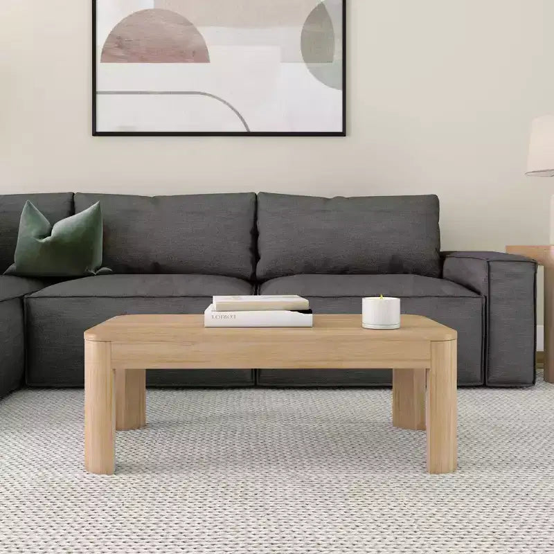 Table basse rectangulaire moderne en bois massif 100 cm pour salon