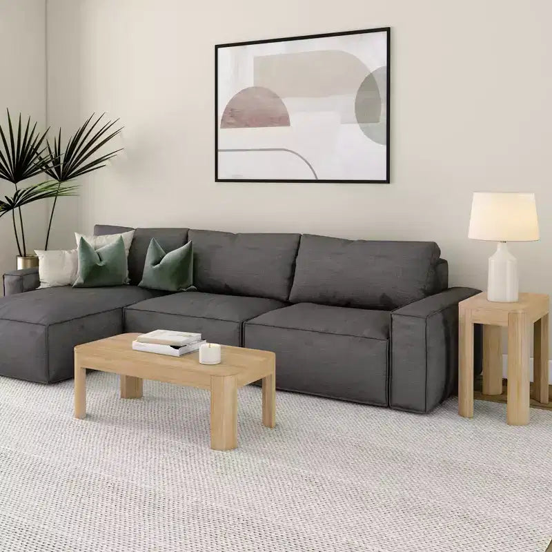 Table basse rectangulaire moderne en bois massif 100 cm pour salon