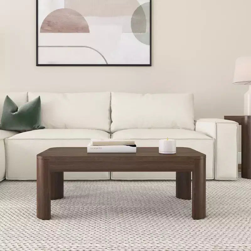 Table basse rectangulaire moderne en bois massif 100 cm pour salon