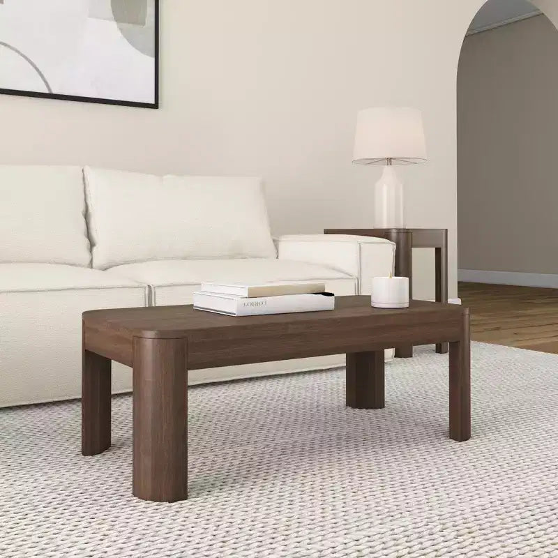 Table basse rectangulaire moderne en bois massif 100 cm pour salon