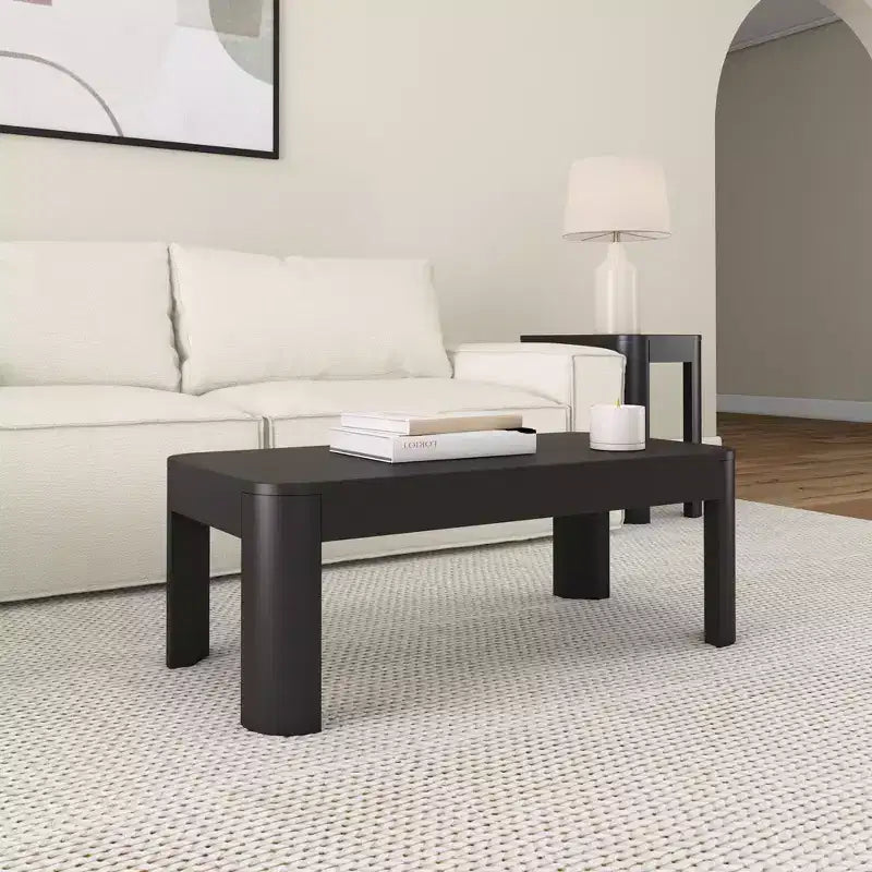 Table basse rectangulaire moderne en bois massif 100 cm pour salon
