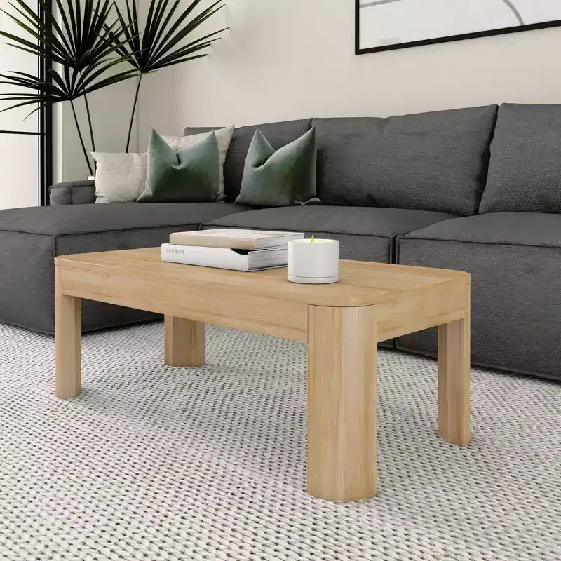 Table basse rectangulaire moderne en bois massif 100 cm pour salon