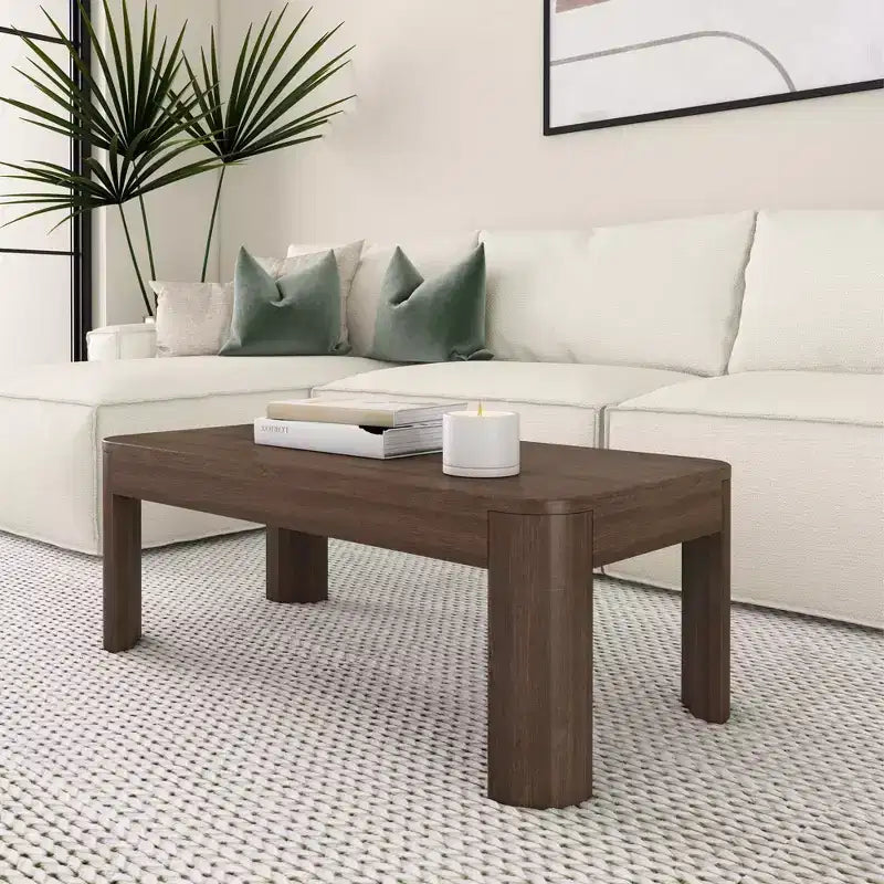 Table basse rectangulaire moderne en bois massif 100 cm pour salon