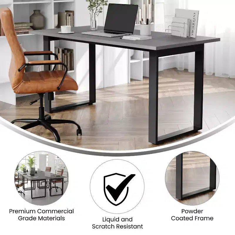 Table de salle à manger ou de jeu 60x30 avec plateau laminé double face et piètement en acier profilé en U ultra-robuste