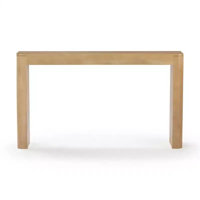 Console en bois massif de 56 po avec bord arrondi, table de canapé étroite pour entrée