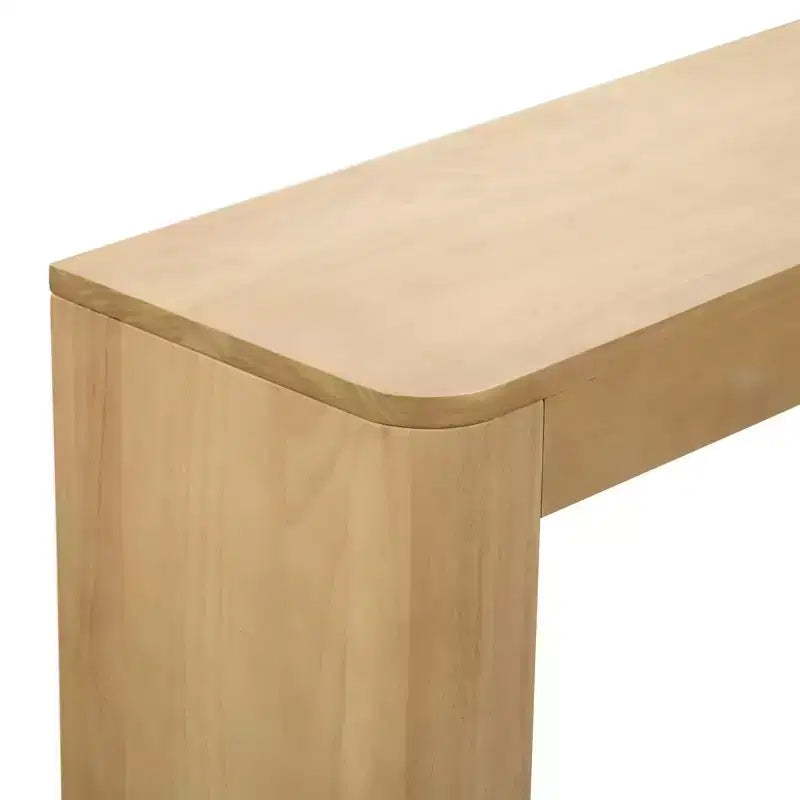 Console en bois massif de 56 po avec bord arrondi, table de canapé étroite pour entrée