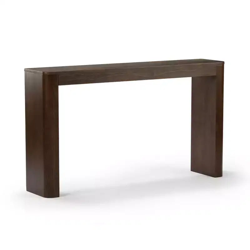 Console en bois massif de 56 po avec bord arrondi, table de canapé étroite pour entrée