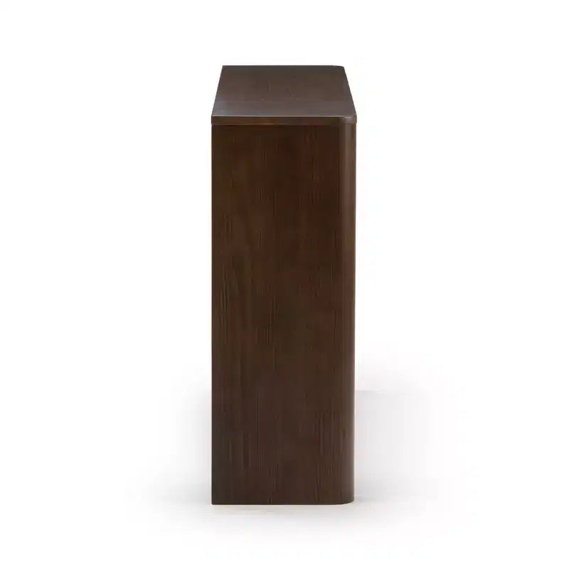 Console en bois massif de 56 po avec bord arrondi, table de canapé étroite pour entrée