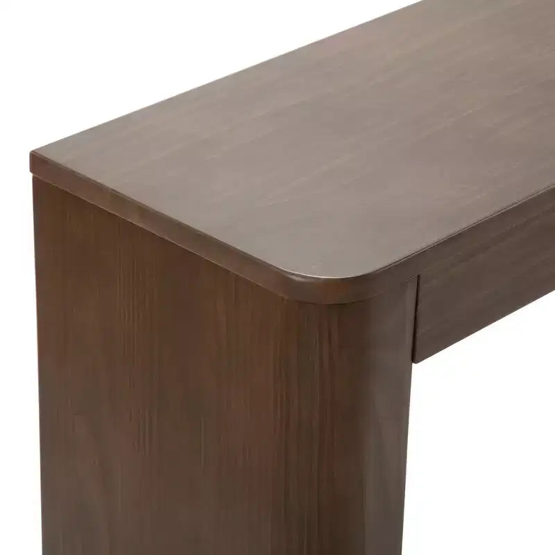 Console en bois massif de 56 po avec bord arrondi, table de canapé étroite pour entrée