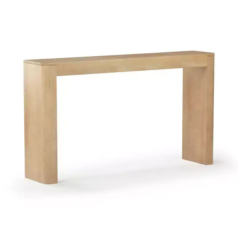 Console en bois massif de 56 po avec bord arrondi, table de canapé étroite pour entrée