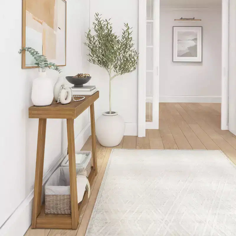 Console en bois massif de 36 po avec étagère de rangement, table de canapé de style rustique, table d'entrée étroite pour couloir
