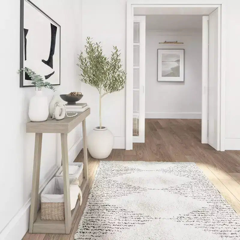 Console en bois massif de 36 po avec étagère de rangement, table de canapé de style rustique, table d'entrée étroite pour couloir