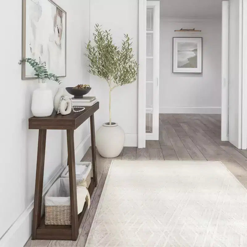 Console en bois massif de 36 po avec étagère de rangement, table de canapé de style rustique, table d'entrée étroite pour couloir
