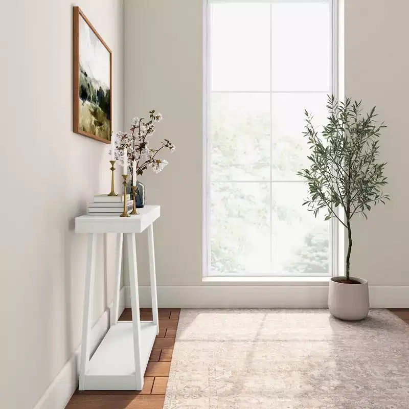 Console en bois massif de 36 po avec étagère de rangement, table de canapé de style rustique, table d'entrée étroite pour couloir