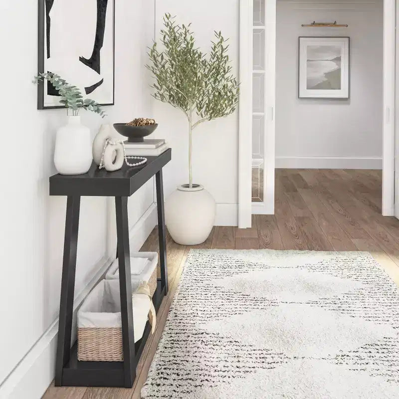 Console en bois massif de 36 po avec étagère de rangement, table de canapé de style rustique, table d'entrée étroite pour couloir