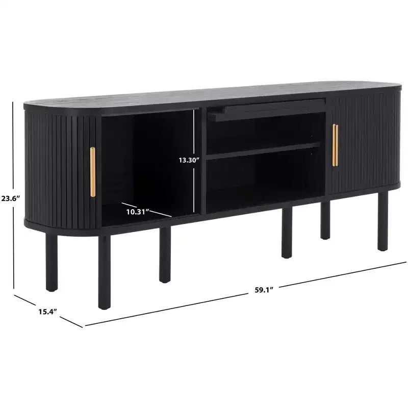 Meuble TV à 2 tambours et 1 porte vitrée
