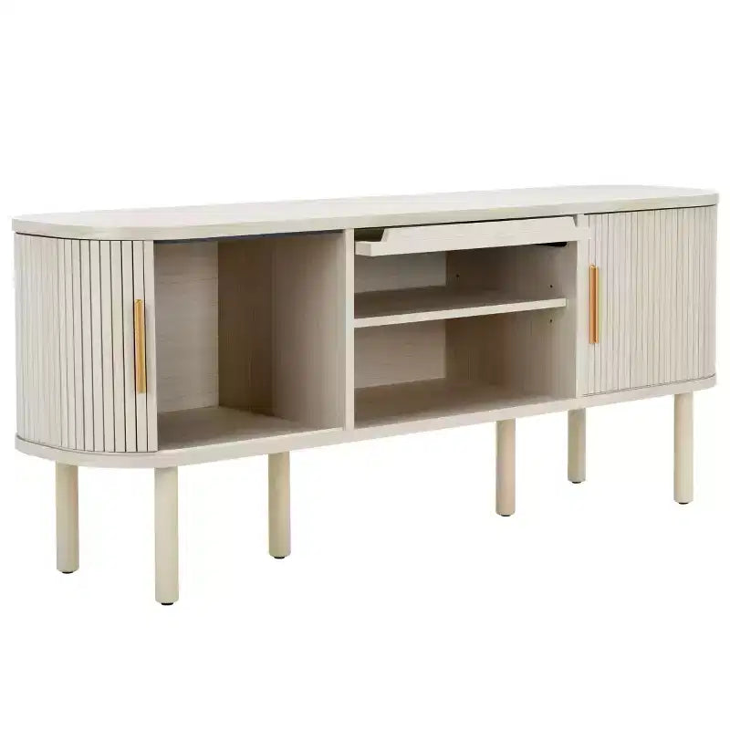 Meuble TV à 2 tambours et 1 porte vitrée