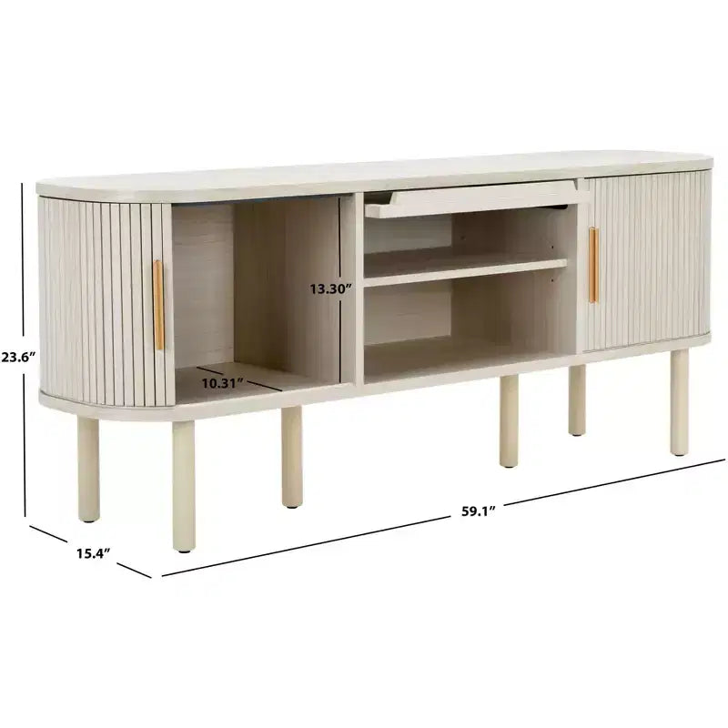 Meuble TV à 2 tambours et 1 porte vitrée