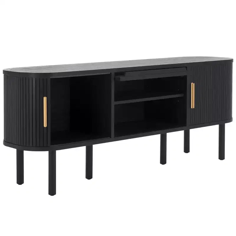 Meuble TV à 2 tambours et 1 porte vitrée