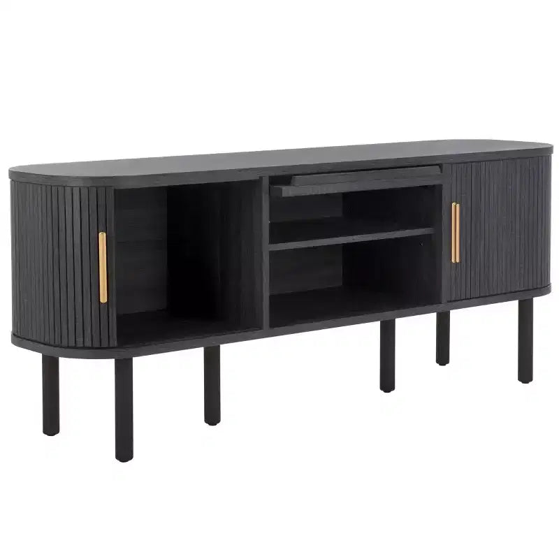 Meuble TV à 2 tambours et 1 porte vitrée