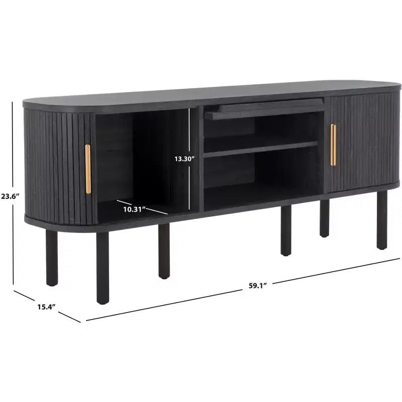 Meuble TV à 2 tambours et 1 porte vitrée