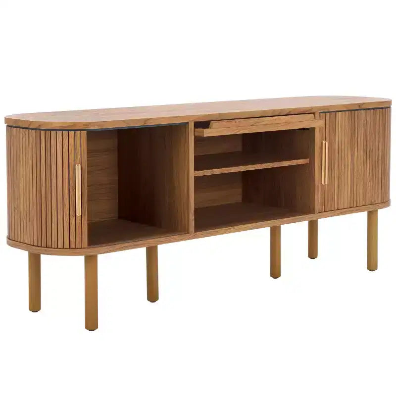Meuble TV à 2 tambours et 1 porte vitrée