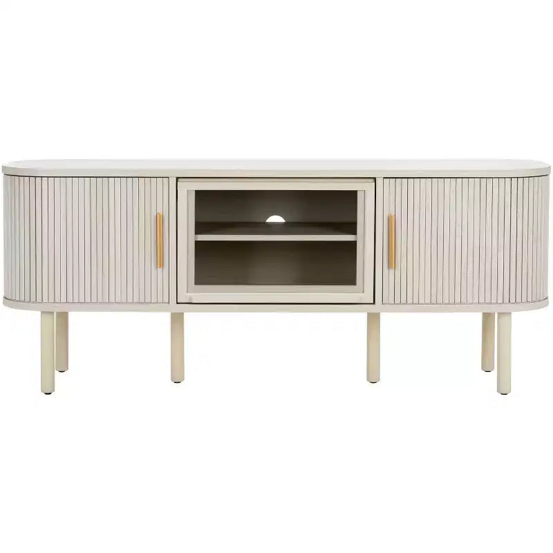 Meuble TV à 2 tambours et 1 porte vitrée