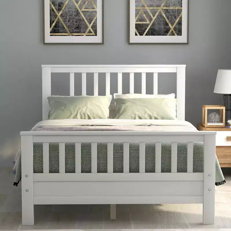 Cadre de lit plateforme en bois avec tête de lit – Lit double