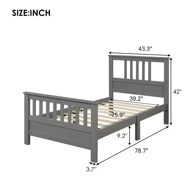 Cadre de lit plateforme en bois avec tête de lit – Lit double