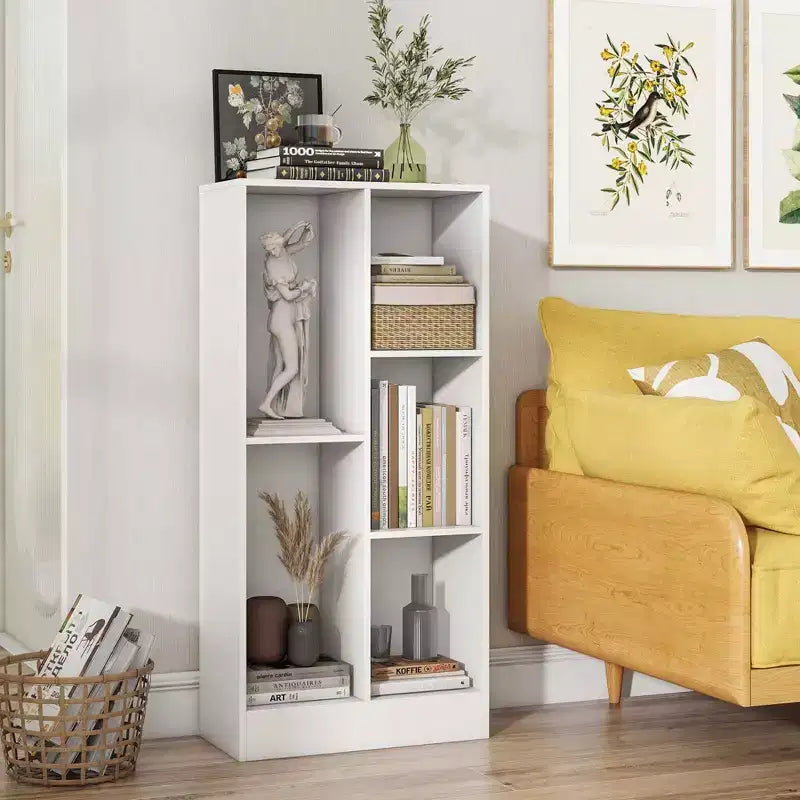 Bibliothèque 5 cubes pour enfants 104 cm Organiseur de rangement de jouets en bois blanc/naturel