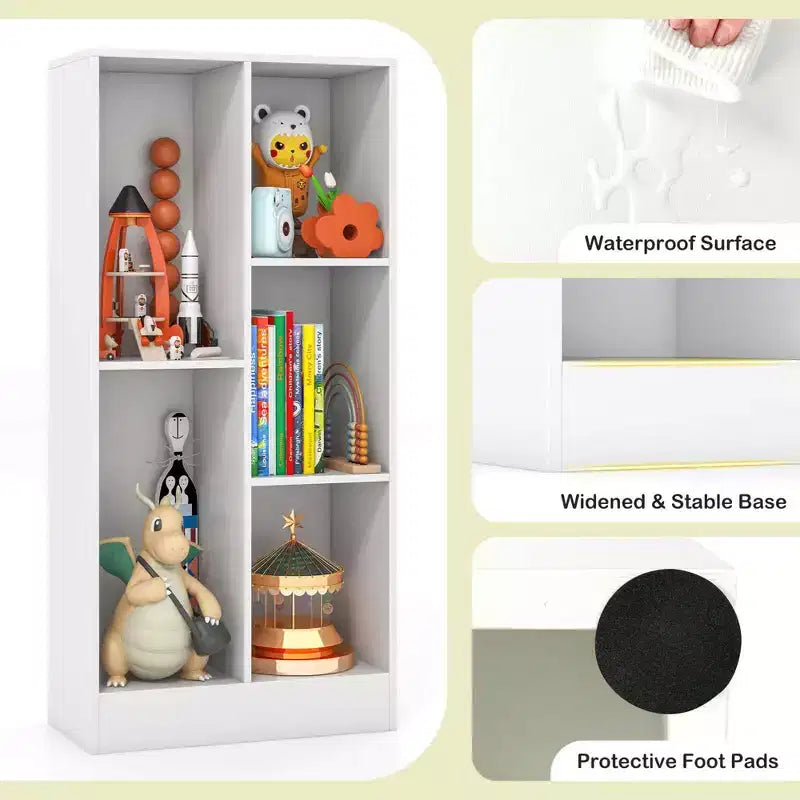 Bibliothèque 5 cubes pour enfants 104 cm Organiseur de rangement de jouets en bois blanc/naturel