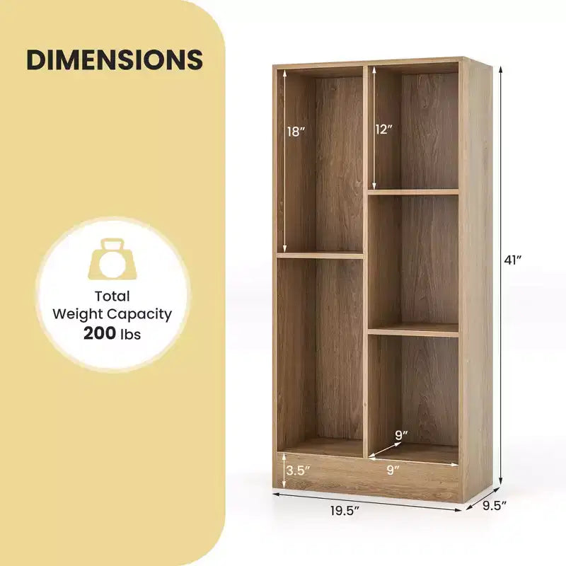 Bibliothèque 5 cubes pour enfants 104 cm Organiseur de rangement de jouets en bois blanc/naturel