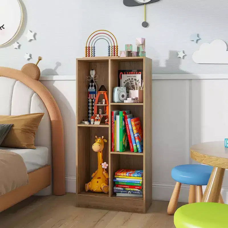 Bibliothèque 5 cubes pour enfants 104 cm Organiseur de rangement de jouets en bois blanc/naturel