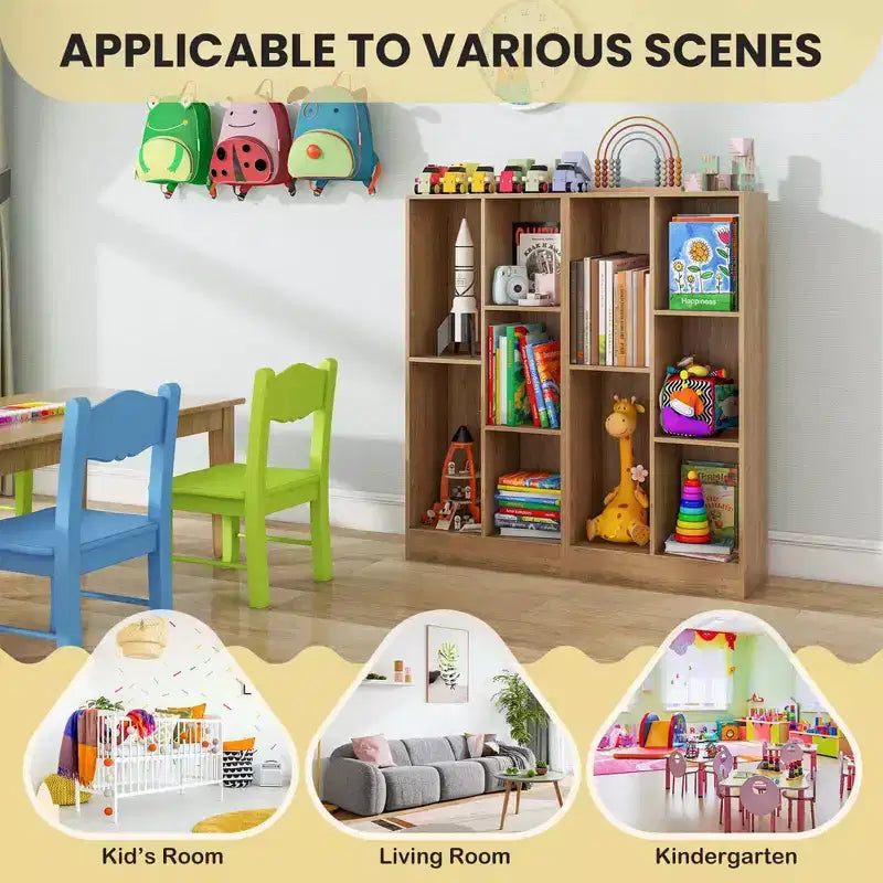 Bibliothèque 5 cubes pour enfants 104 cm Organiseur de rangement de jouets en bois blanc/naturel