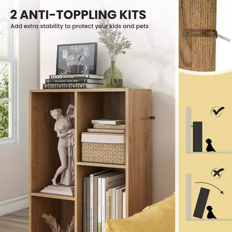 Bibliothèque 5 cubes pour enfants 104 cm Organiseur de rangement de jouets en bois blanc/naturel
