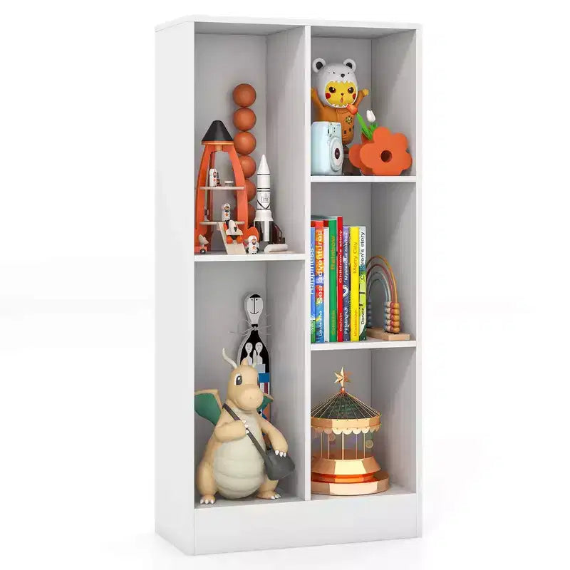 Bibliothèque 5 cubes pour enfants 104 cm Organiseur de rangement de jouets en bois blanc/naturel