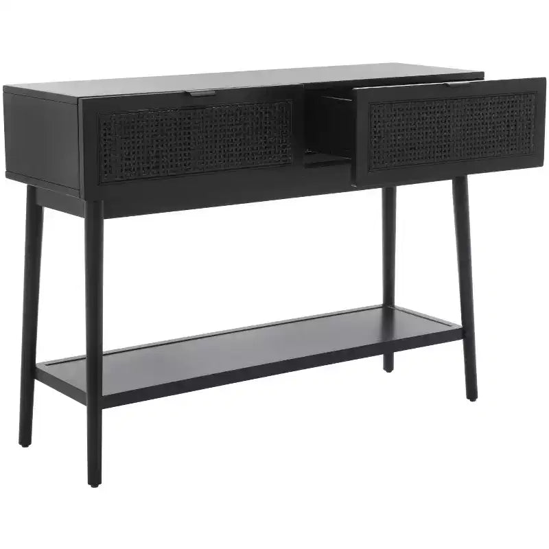 Console en rotin à 2 tiroirs