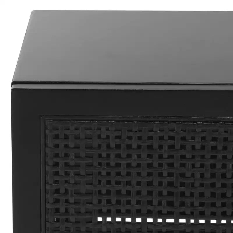 Console en rotin à 2 tiroirs
