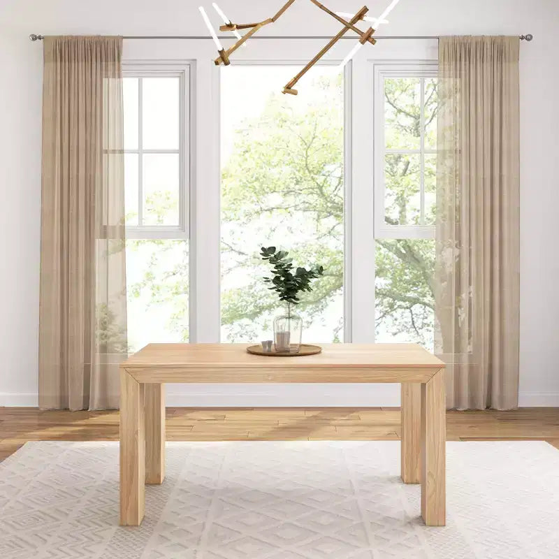 Table à manger rectangulaire moderne en bois massif 60" pour 4 à 6 personnes