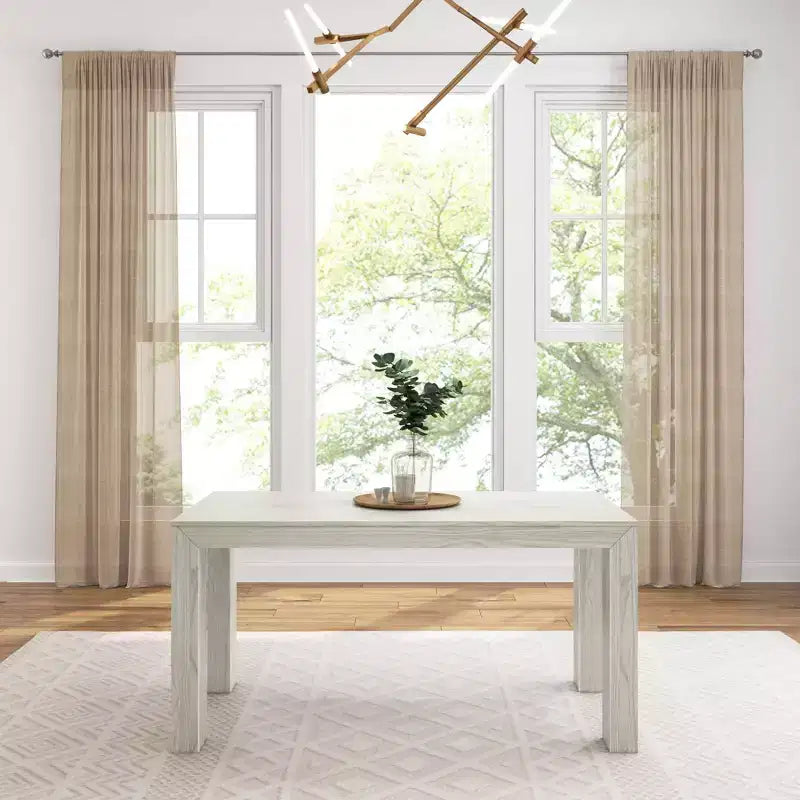 Table à manger rectangulaire moderne en bois massif 60" pour 4 à 6 personnes