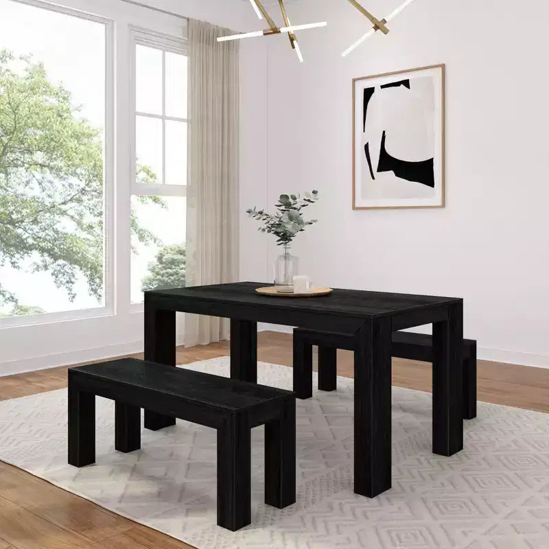 Table à manger rectangulaire moderne en bois massif 60" pour 4 à 6 personnes