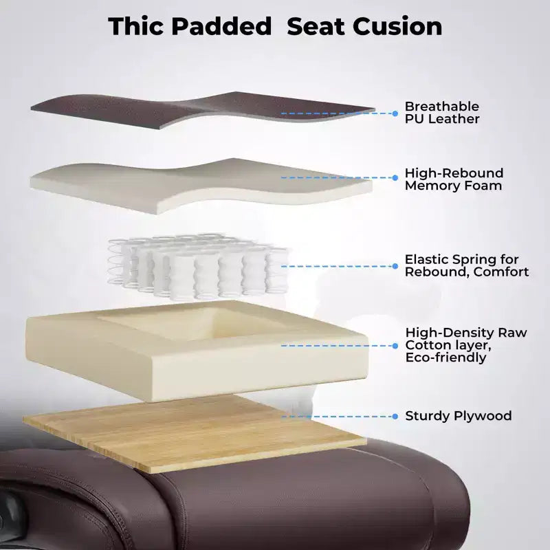 Fauteuil de bureau inclinable en cuir, ergonomique, pivotant, avec soutien lombaire à bouton et accoudoirs