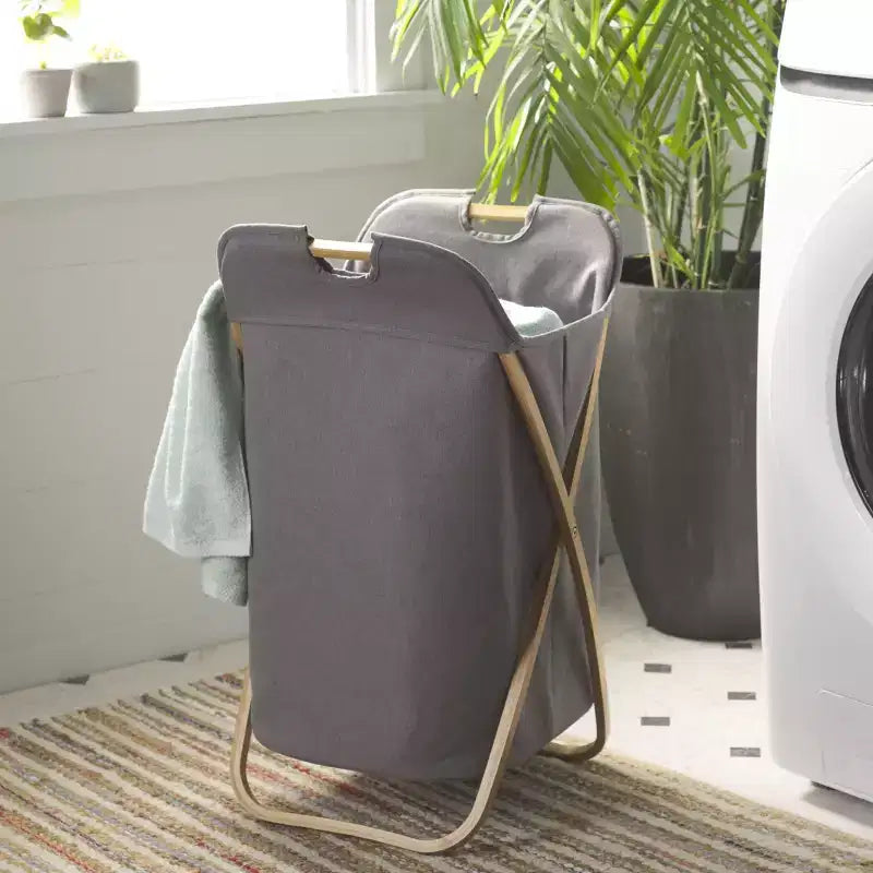 Panier à linge pliable - Naturel/Gris