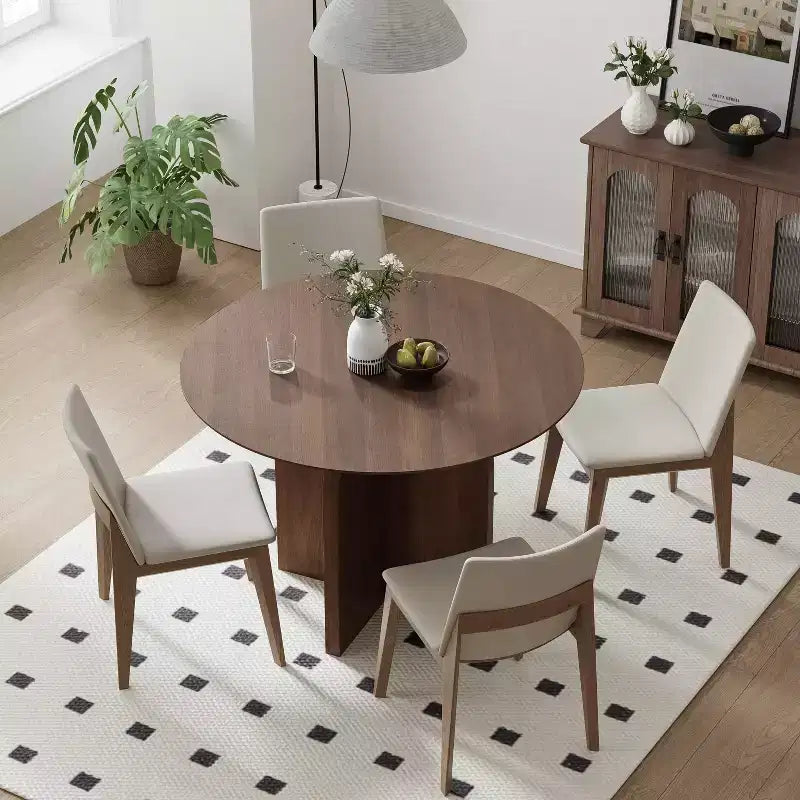 Table de salle à manger ovale sur pied | Table de cuisine en bois d'hévéa pour 6 personnes