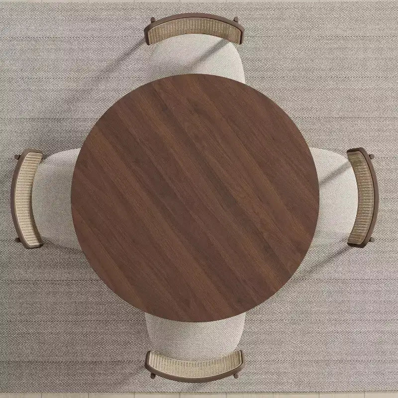 Table de salle à manger ovale sur pied | Table de cuisine en bois d'hévéa pour 6 personnes